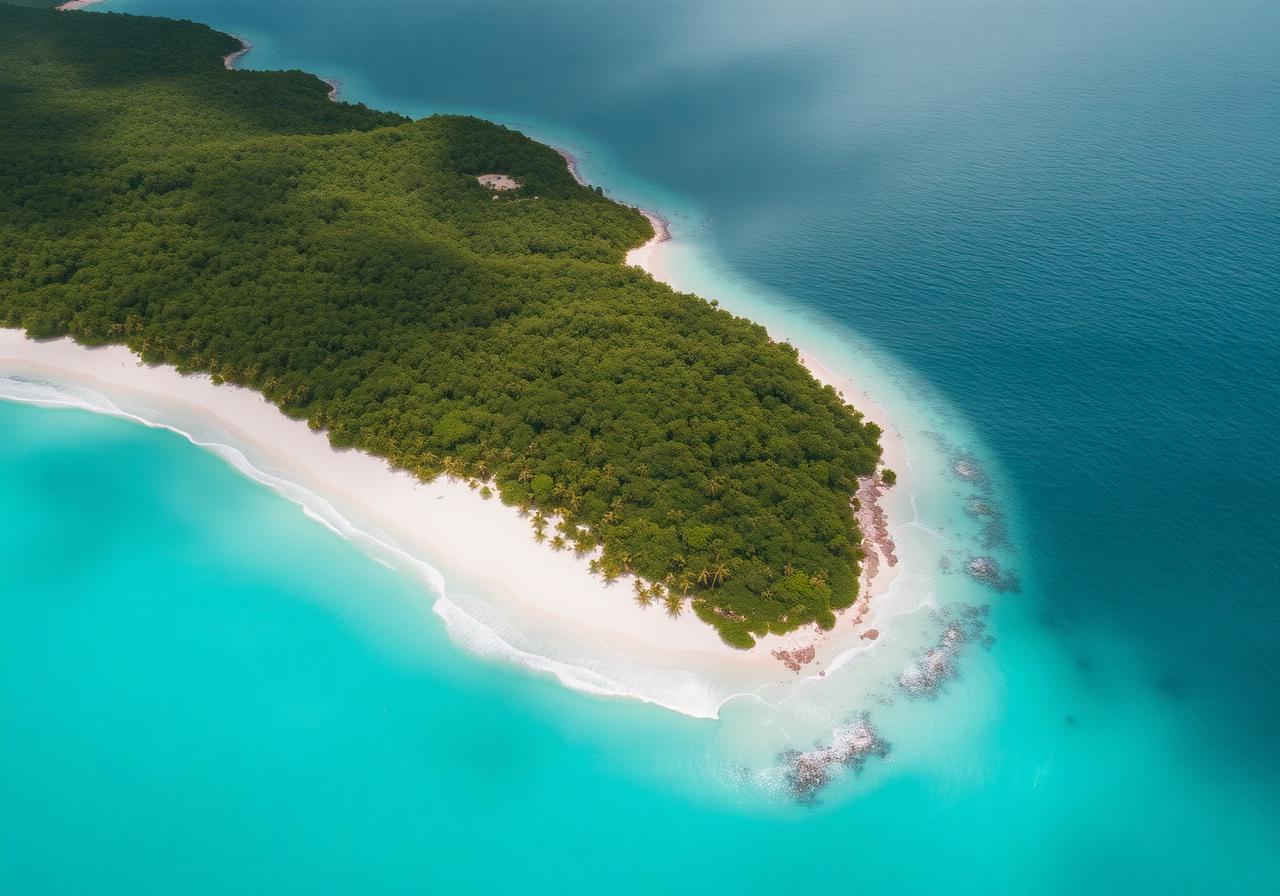 Aerial view of Barbados coastline